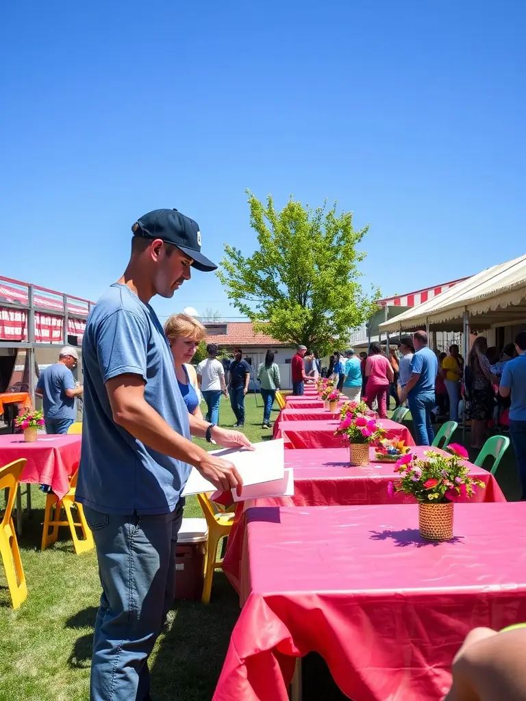 A photo of volunteers working together at an EKSTAZ ENTERTAINMENT event, emphasizing the organization's reliance on community support and collaboration.