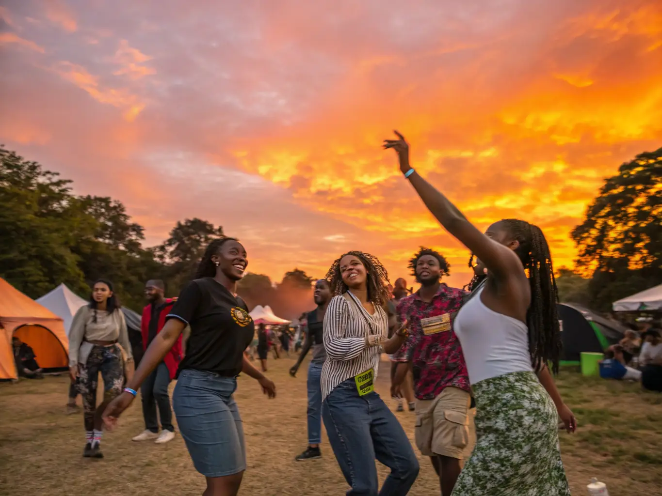 An inclusive image of people of different ages and backgrounds enjoying a community music festival, highlighting the organization's commitment to social inclusion.